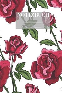 Notizbuch Garten Muster Pattern Pflanzen Blumen Pflanze Flower Blüte Rose Rot Weiss Hobby