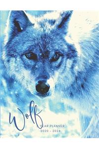 2020-2024 Five Year Planner Monthly Calendar Wolves Goals Agenda Schedule Organizer