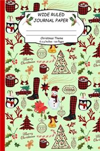 Wide Ruled Journal Paper.Christmas Theme