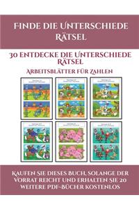 Arbeitsblätter für Zahlen (Finde die Unterschiede Rätsel)