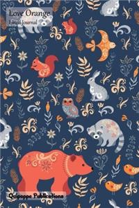 Love Orange Lined Journal: Medium Lined Journaling Notebook, Love Orange Bear and Friends on Blue Cover, 6x9, 130 Pages