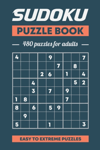 Sudoku Puzzle Book, 480 Puzzles For Adults, Easy to Extreme Puzzles