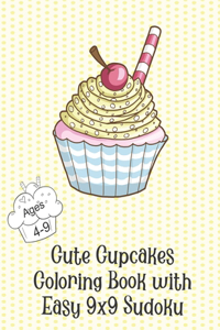 Cute Cupcakes Coloring Book With Easy 9x9 Sudoku