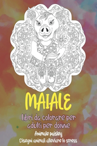 Libri da colorare per adulti per donne - Disegni animali alleviare lo stress - Animale Paisley - Maiale
