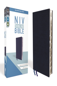 NIV, Thinline Bible, Bonded Leather, Navy, Indexed, Red Letter Edition