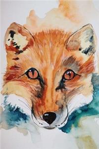 Watercolor Painting of a Fox Journal: 150 Page Lined Notebook/Diary