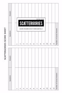BG Publishing Scattergories Score Sheet