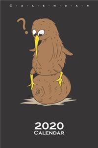 Kiwi bird sitting on Kiwi fruit Calendar 2020