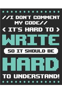 I Don't Comment My Code It's Hard To Write So It Should Be Hard To Understand!