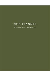 2019 Planner Weekly and Monthly: Large 52 Week Planner with To-Do List (Matte Army Green Cover)