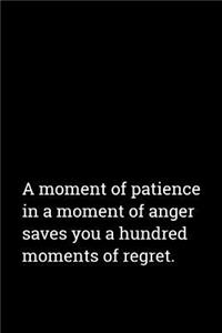A Moment of Patience in a Moment of Anger Saves You a Hundred Moments of Regret