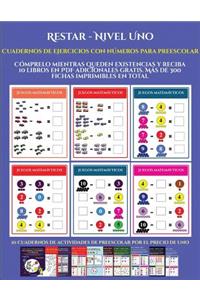 Cuadernos de ejercicios con números para preescolar (Restar - Nivel Uno)