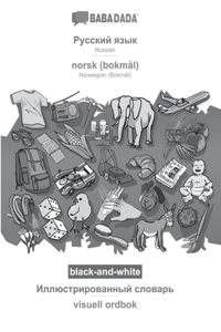 BABADADA black-and-white, Russian (in cyrillic script) - norsk (bokmål), visual dictionary (in cyrillic script) - visuell ordbok