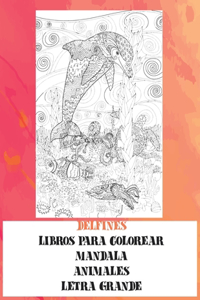 Libros para colorear Mandala - Letra grande - Animales - Delfines