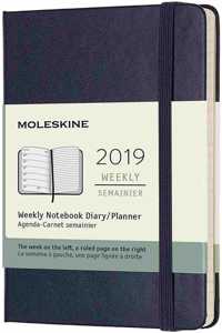 2019 Moleskine Notebook Sapphire Blue Pocket Weekly 12-month Diary Hard