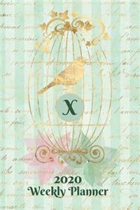 Plan On It 2020 Weekly Calendar Planner 15 Month Pocket Appointment Notebook - Gilded Bird In A Cage Monogram Letter X