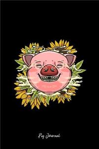 Pig Journal: Lined Journal - Pig Smoking Weed Sunflower Funny Hog Marijuana Stoner Gift - Black Ruled Diary, Prayer, Gratitude, Writing, Travel, Notebook For Men