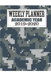 Weekly Planner Academic Year 2019 - 2020: Weekly Planner Camo Theme 2019 - 2020 Acadmic Calendar and Organizer