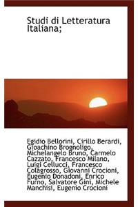 Studi Di Letteratura Italiana;