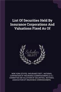 List Of Securities Held By Insurance Corporations And Valuations Fixed As Of