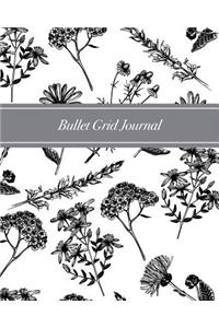 Bullet Grid Journal: Bw Floral, 150 Dot-Grid Pages, 8-X10-
