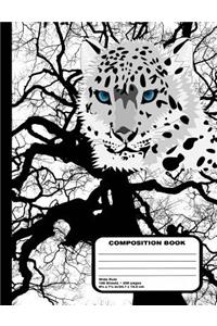 Snow Leopard Composition Notebook 200 Wide Ruled Pages