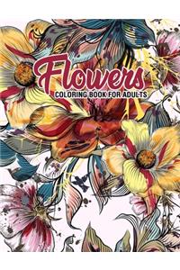 Flowers: Coloring Book for Adults: Adult Coloring Book with Fun, Easy, and Relaxing Coloring Pages - Featuring 45 Beautiful Floral Designs for Stress Relief,