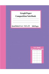Graph Composition Notebook 4 Squares per inch 4x4 Quad Ruled 4 to 1 / 8.5 x 11 inch 100 Sheets