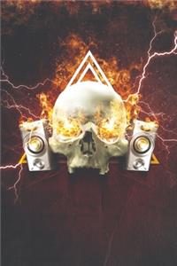 Skull with Speakers Lined Notebook