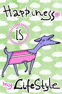 Journal Notebook For Dog Lovers, Happiness Is My Lifestyle Purple Dog 4