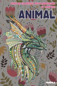 Livre de coloriage pour marqueurs et crayons - Mandala - Animal