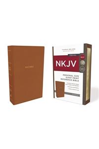 NKJV, Reference Bible, Personal Size Giant Print, Imitation Leather, Tan, Red Letter Edition, Comfort Print
