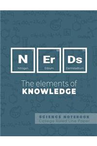 Nerds - The elements of knowledge - Science Notebook - College Ruled Line Paper