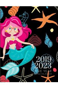2019-2023 Five Year Planner Mermaid Goals Monthly Schedule Organizer