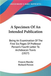 A Specimen Of An Intended Publication