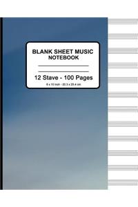 Blank Sheet Music Notebook - Blue Clear Sky