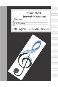 Music Sheet Standard Manuscript -108 Pages 12 Staffs - Staves
