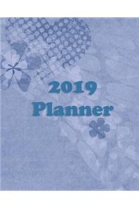 2019 Planner: Weekly Planner Monthly Planner 8x10 120 Pages Notes to Do Lists Dark Blue Hearts