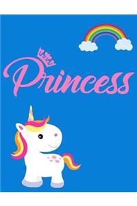 Princess Rainbow Unicorn Large School Composition Notebook Wide Ruled