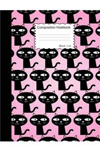 Black Cat Composition Notebook: Cute Cartoon Animal Graph Paper Book for Girls, Boys and Teens, for Students and Teachers, for School and Work, Journaling and Writing Notes