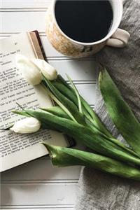 White Tulips and Coffee Journal: 150 Page Lined Notebook/Diary