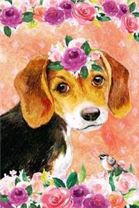 Bullet Journal Notebook for Dog Lovers Beagle Puppy in Flowers 5