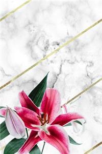 Marble + Gold Pink Lilies Bullet Journal