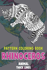 Pattern Coloring Book - Animal - Thick Lines - Rhinoceros