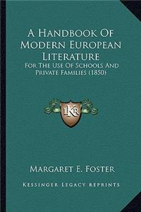 Handbook of Modern European Literature