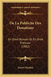 De La Publicite Des Donations