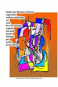 Inspiré par Braque et Picasso Apprendre cubisme analytique art style livre de coloriage original fait main dessins fabriqué par artiste Grace Divine