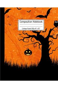 Composition Notebook College Ruled 120p 8" x 10": Creepy Lined Journal Halloween Edition, Notes. Cool Novelty Gift for Kids and Adults. Creepy Tree