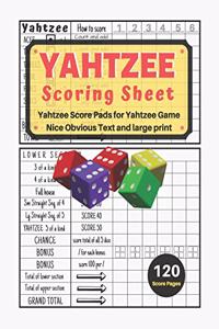 Yahtzee Scoring Sheet
