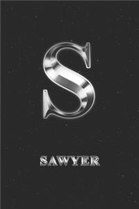 Sawyer: Journal Diary - Personalized First Name Personal Writing - Letter S Initial Custom Black Galaxy Universe Stars Silver Effect Cover - Daily Diaries f